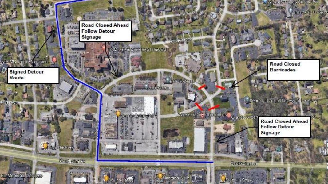 Road closure to impact traffic around Greenview Hospital